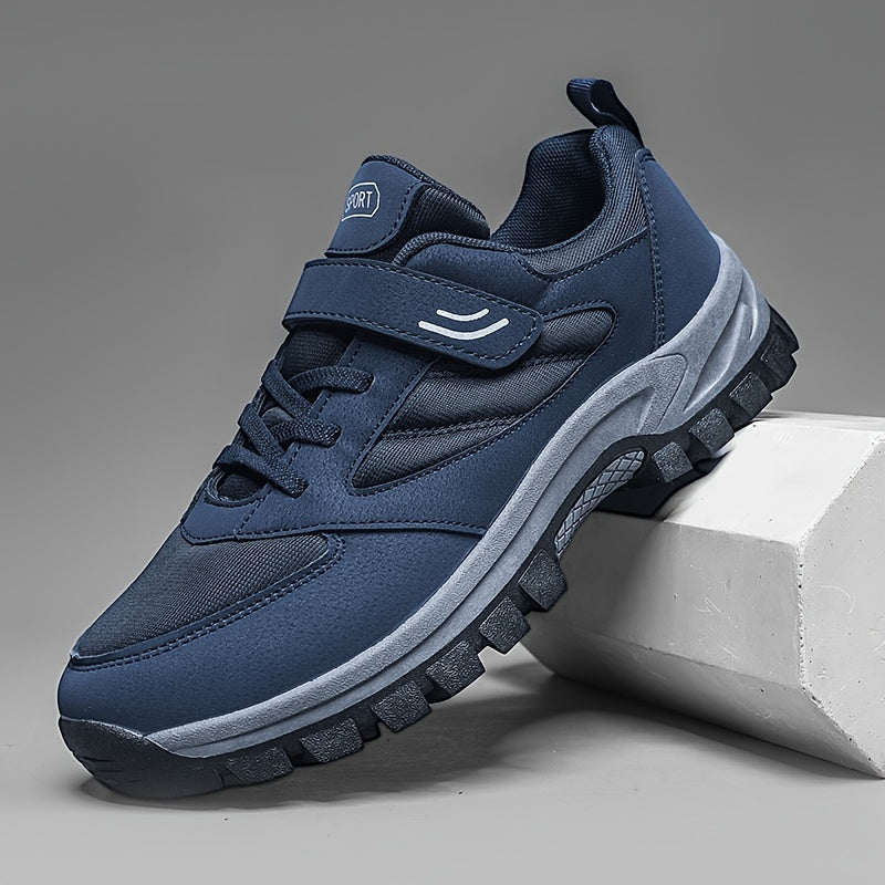 Men's Breathable Casual Shoes - Comfy, Soft Sole Sneakers with Hook and Loop Fastener for Outdoor Jogging