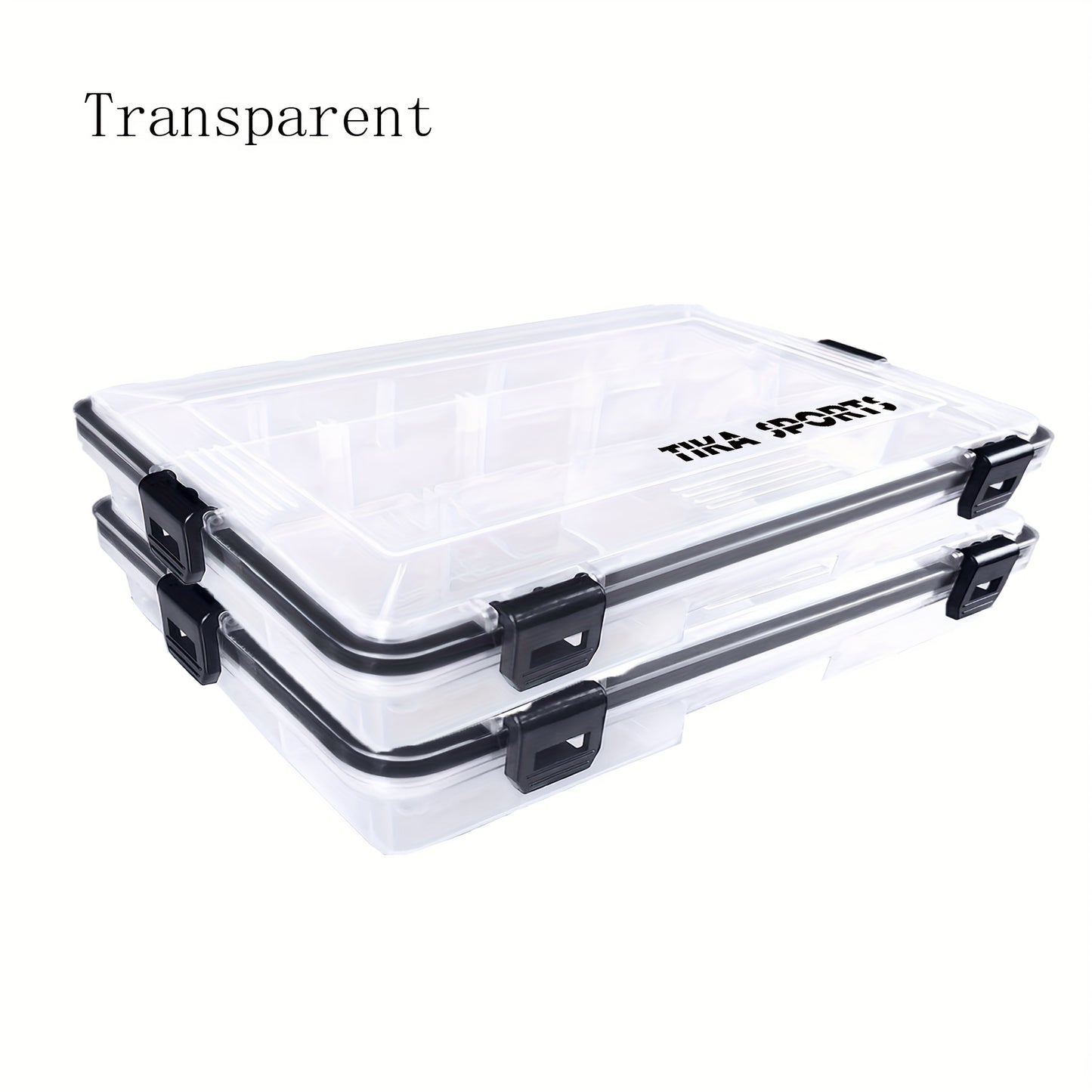 2pcs Waterproof Fishing Tackle Boxes, Hooks Storage Trags Organizer Box, Transparent Adjustable Dividers, Hold Terminal Fishing Tackle And Lure Box (26.92X16.76X5.08cm-2pc Transparent)