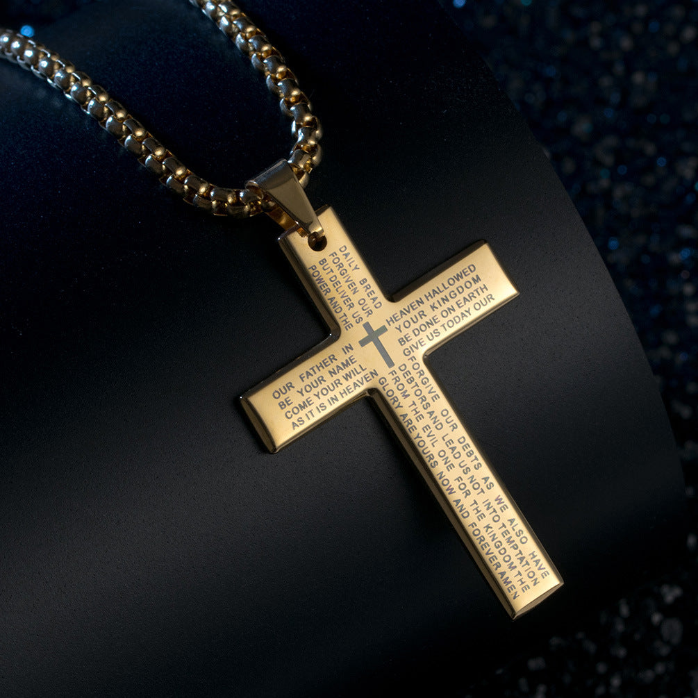 1pc Trendy Cross Pendant Necklace - Men's Fashion Necklaces for Father's Day Gift, Stylish Accessories for Him, Ideal Present for Dad, Husband, Boyfriend
