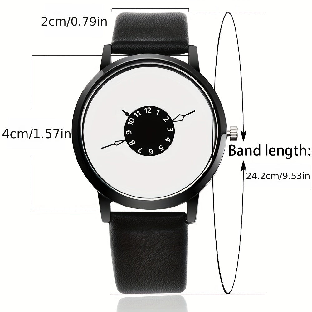Round Dial Simple Quartz Watch for Lovers - Stainless Steel Case, PU Leather Strap, Pointer Display, Electronic Movement, Non-Waterproof, Ideal Gift Choice