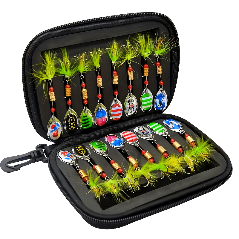 16pcs Premium Fishing Spinner Lure Set - Durable Artificial Hard Bait with Sharp Hooks for Bass Fishing, Perfect Gift for Easter, Women's Day, Valentine's, Mother's Day