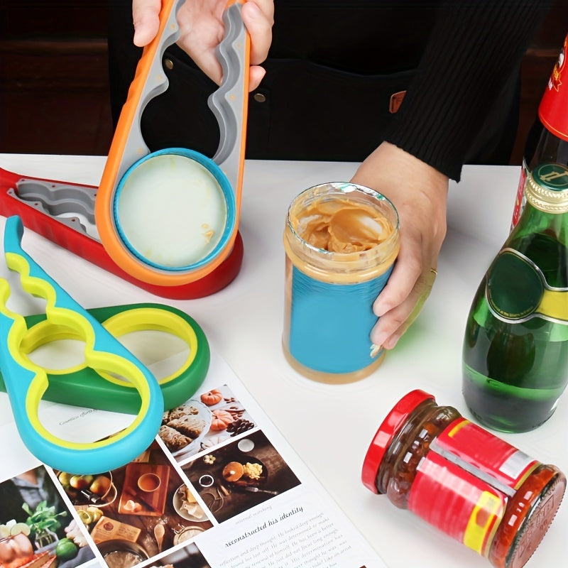 1pc Multifunctional Lid Opening Tool Four-in-one Twisting Lid Opening Canning Device Labor-saving Lid Opener Kitchen Life Supplies Bottle Opener Can Opener