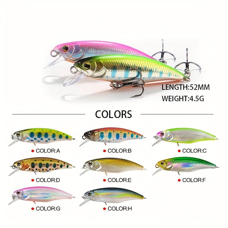 Sinking Minnow Fishing Lures, 52mm 4.5g Jerkbait Bass Pike Crankbait Wobblers Swimbait Plastic Hard Bait Fishing Accessories