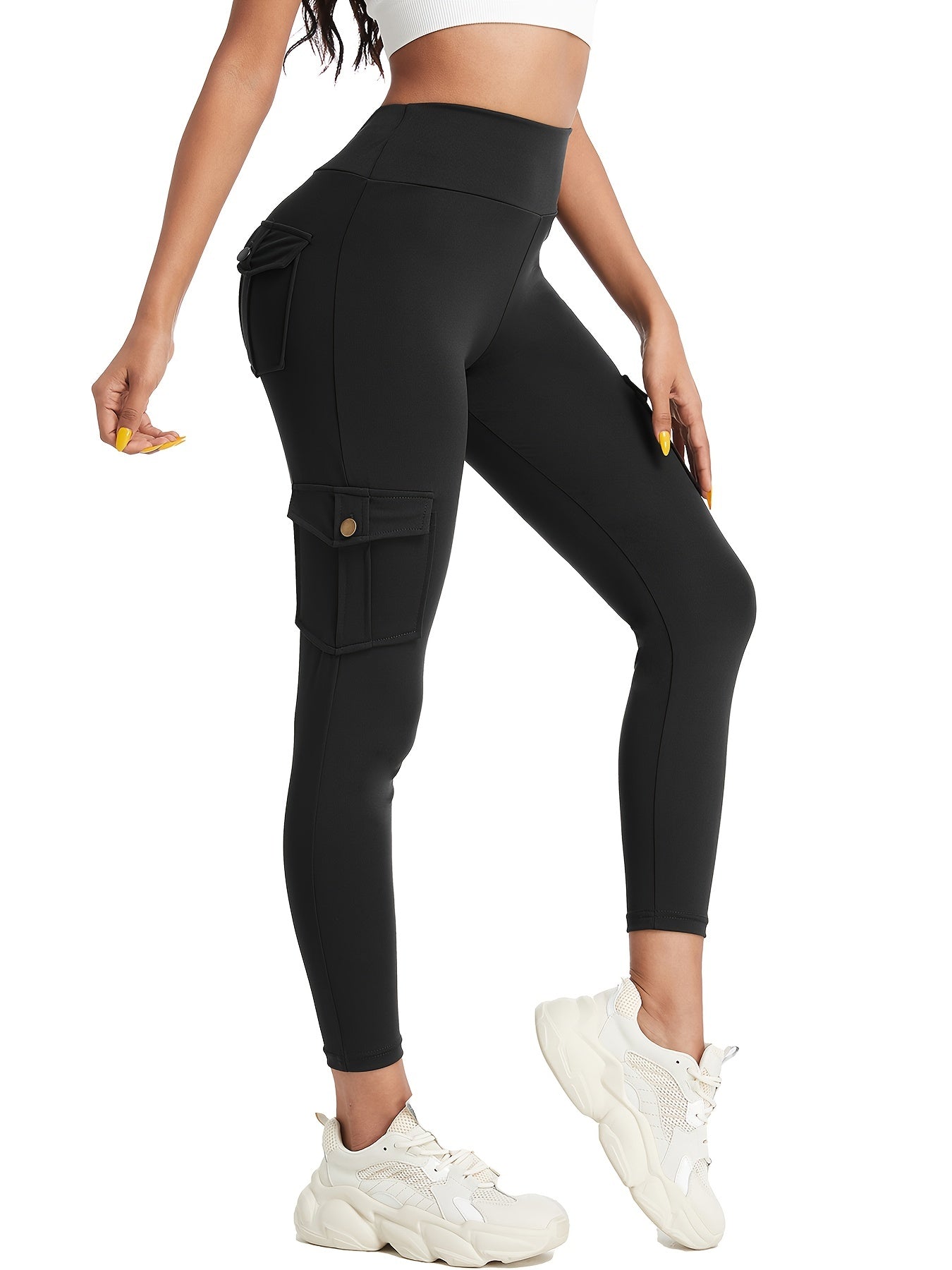 High-Waist Yoga Leggings with Multiple Pockets – Soft, Stretchy & Stylish for Running, Gym, and Everyday Wear
