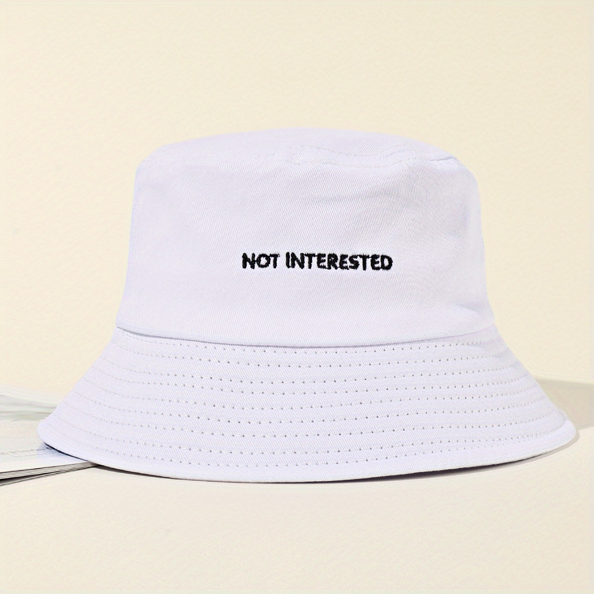 Embroidered Beach Bucket Hat - Lightweight, Solid Color, Sunscreen, Travel-Friendly Fisherman Cap for Outdoor Activities - Perfect for Beach, Travel, and Leisure