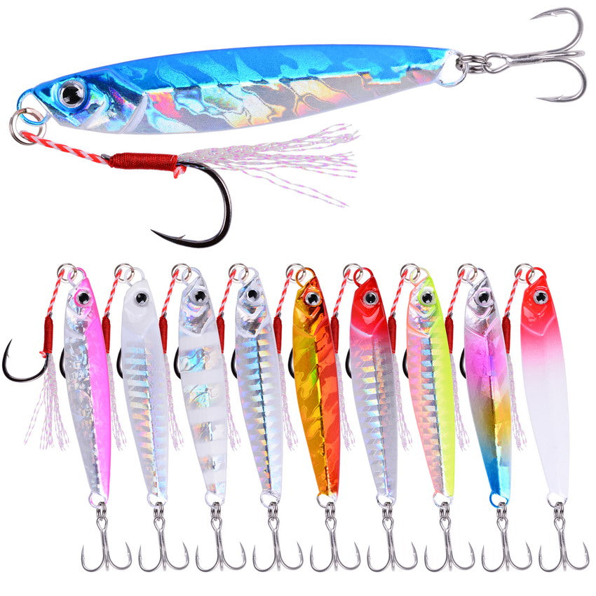 10pcs Premium Metal Casting Jig Lure - Realistic Slow-Shaking Action, Perfect For Saltwater Fishing - Available In 21g, 28g, And 40g Sizes