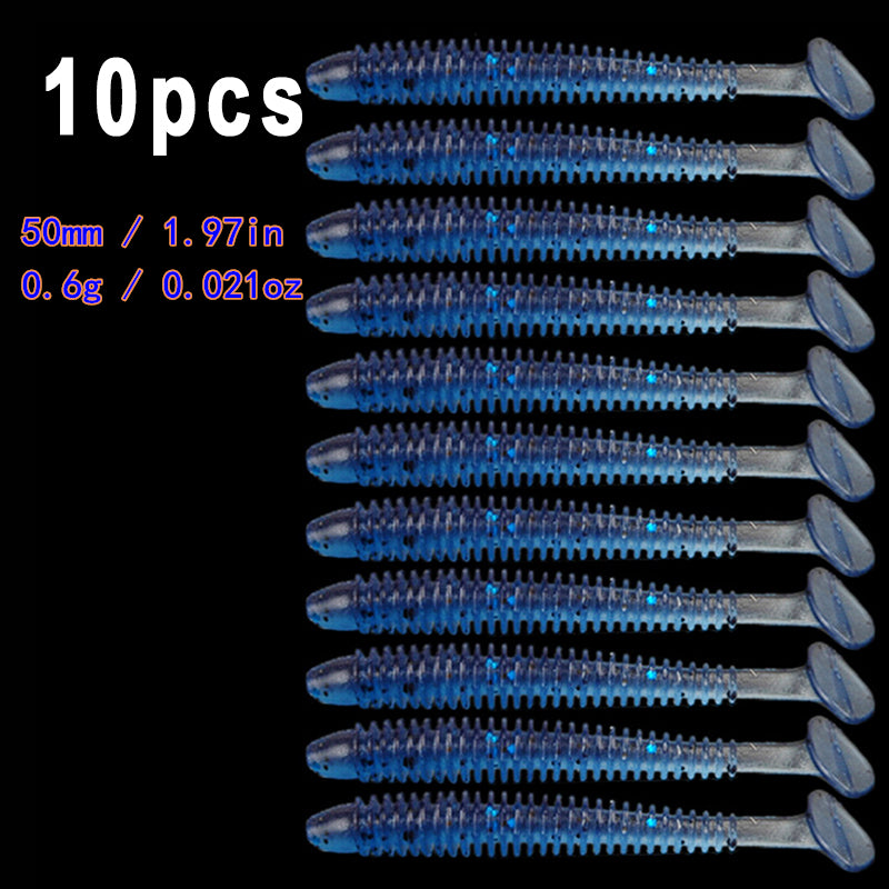 10pcs/Lot Soft Lures Silicone Worms Baits, Jigging Wobblers Fishing Lures, Artificial Swimbaits For Bass Carp Tackle, 5cm 6cm 7.5cm