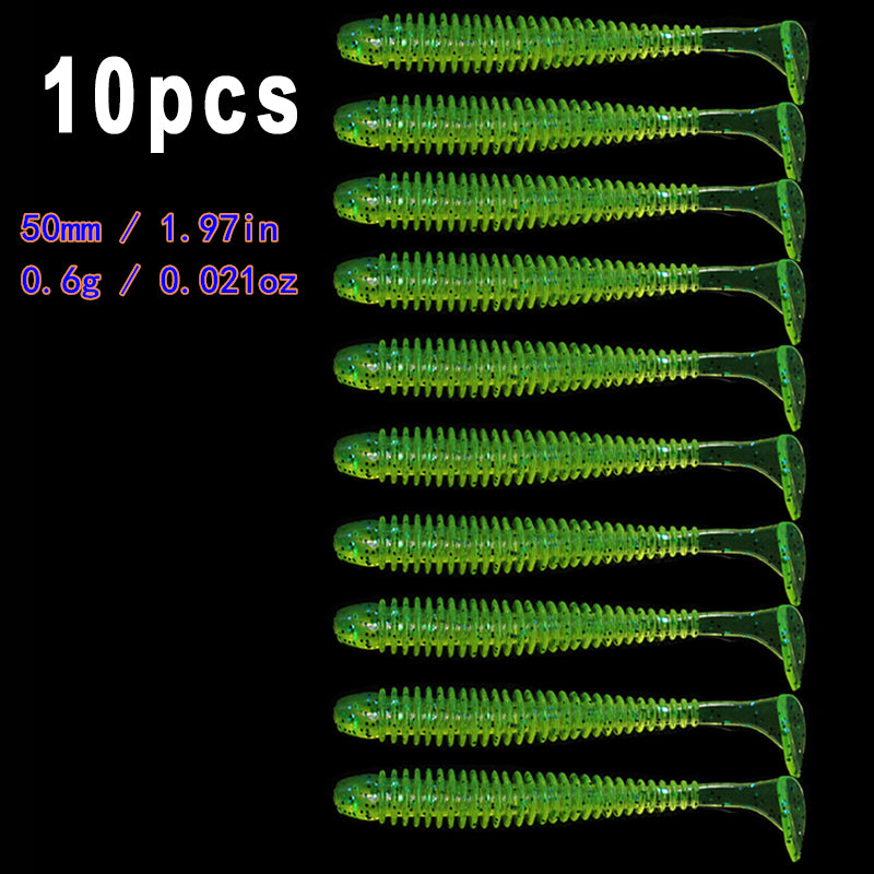 10pcs/Lot Soft Lures Silicone Worms Baits, Jigging Wobblers Fishing Lures, Artificial Swimbaits For Bass Carp Tackle, 5cm 6cm 7.5cm