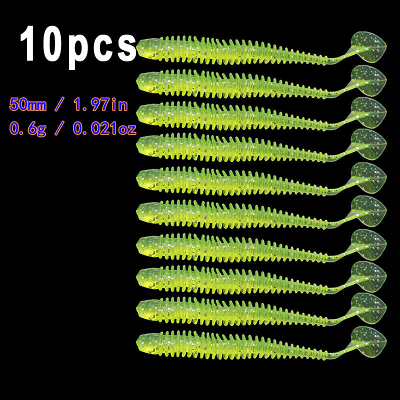 10pcs/Lot Soft Lures Silicone Worms Baits, Jigging Wobblers Fishing Lures, Artificial Swimbaits For Bass Carp Tackle, 5cm 6cm 7.5cm