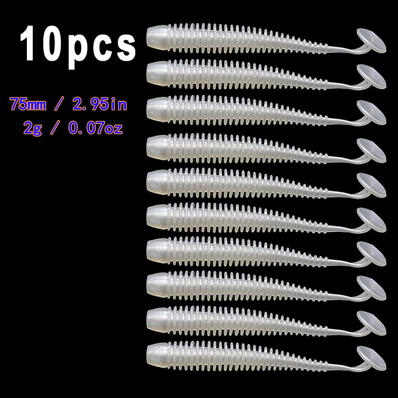 10pcs/Lot Soft Lures Silicone Worms Baits, Jigging Wobblers Fishing Lures, Artificial Swimbaits For Bass Carp Tackle, 5cm 6cm 7.5cm