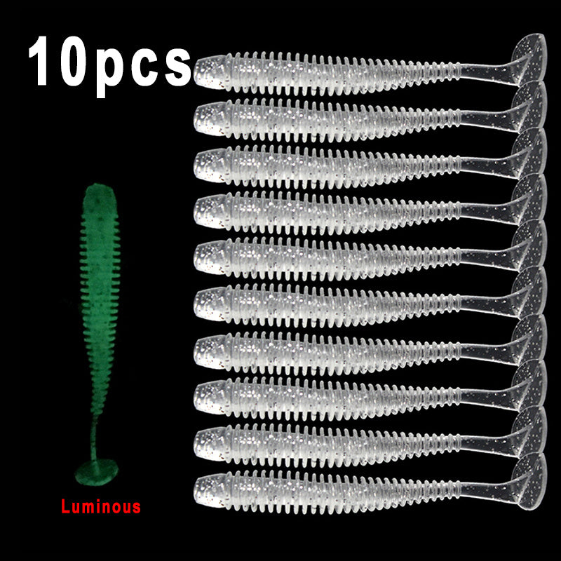 10pcs/Lot Soft Lures Silicone Worms Baits, Jigging Wobblers Fishing Lures, Artificial Swimbaits For Bass Carp Tackle, 5cm 6cm 7.5cm