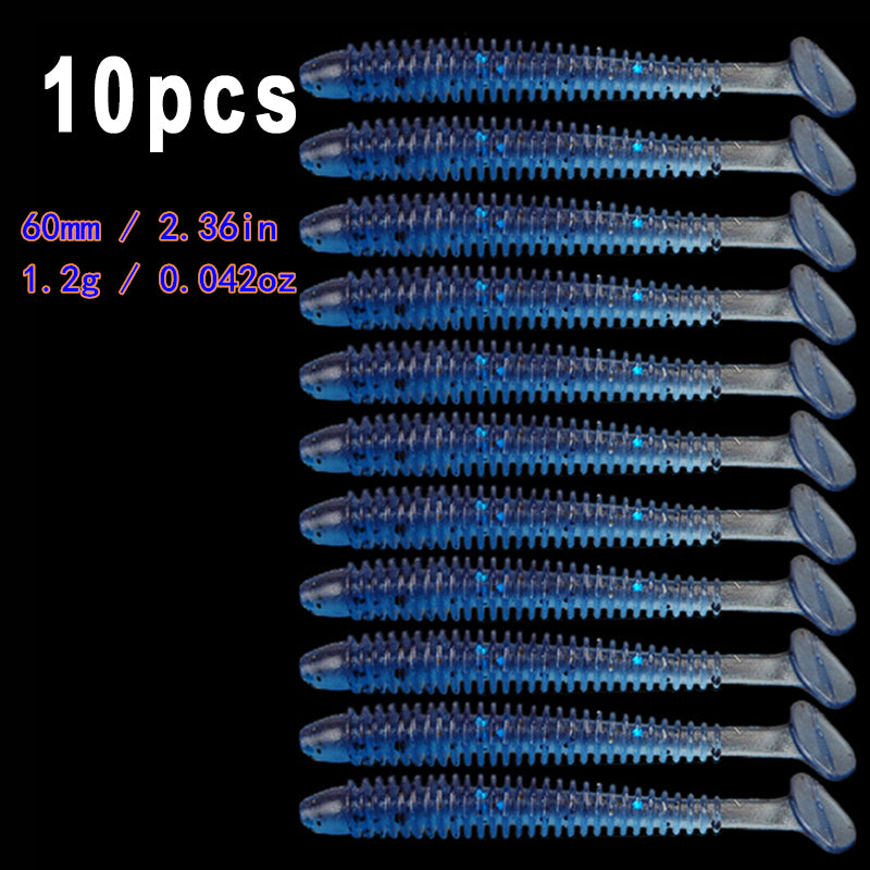 10pcs/Lot Soft Lures Silicone Worms Baits, Jigging Wobblers Fishing Lures, Artificial Swimbaits For Bass Carp Tackle, 5cm 6cm 7.5cm