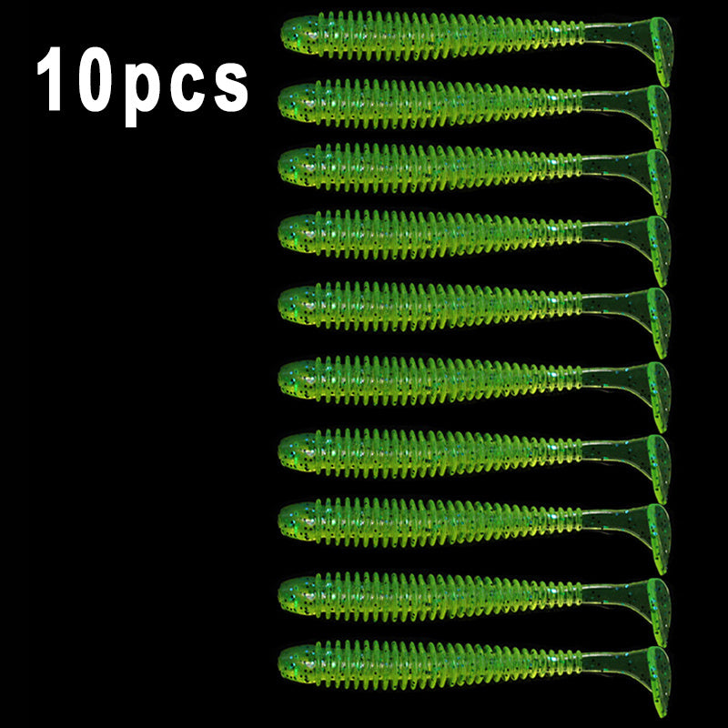 10pcs/Lot Soft Lures Silicone Worms Baits, Jigging Wobblers Fishing Lures, Artificial Swimbaits For Bass Carp Tackle, 5cm 6cm 7.5cm