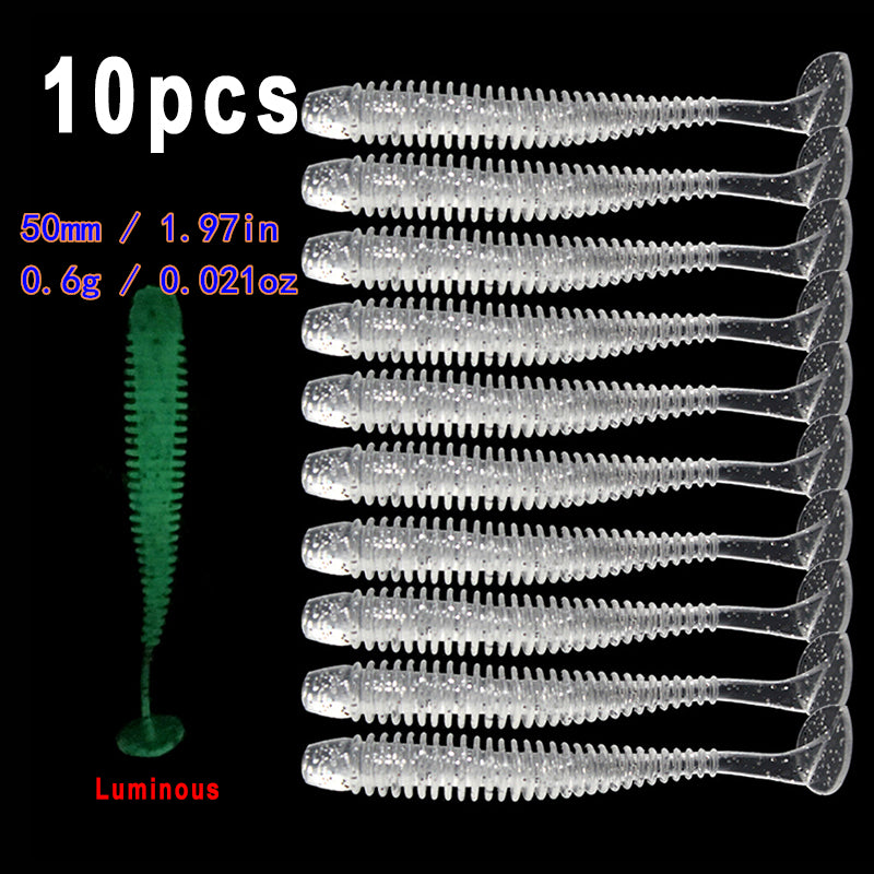 10pcs/Lot Soft Lures Silicone Worms Baits, Jigging Wobblers Fishing Lures, Artificial Swimbaits For Bass Carp Tackle, 5cm 6cm 7.5cm