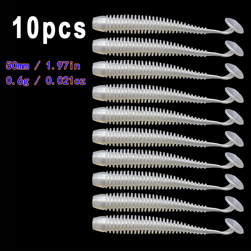 10pcs/Lot Soft Lures Silicone Worms Baits, Jigging Wobblers Fishing Lures, Artificial Swimbaits For Bass Carp Tackle, 5cm 6cm 7.5cm