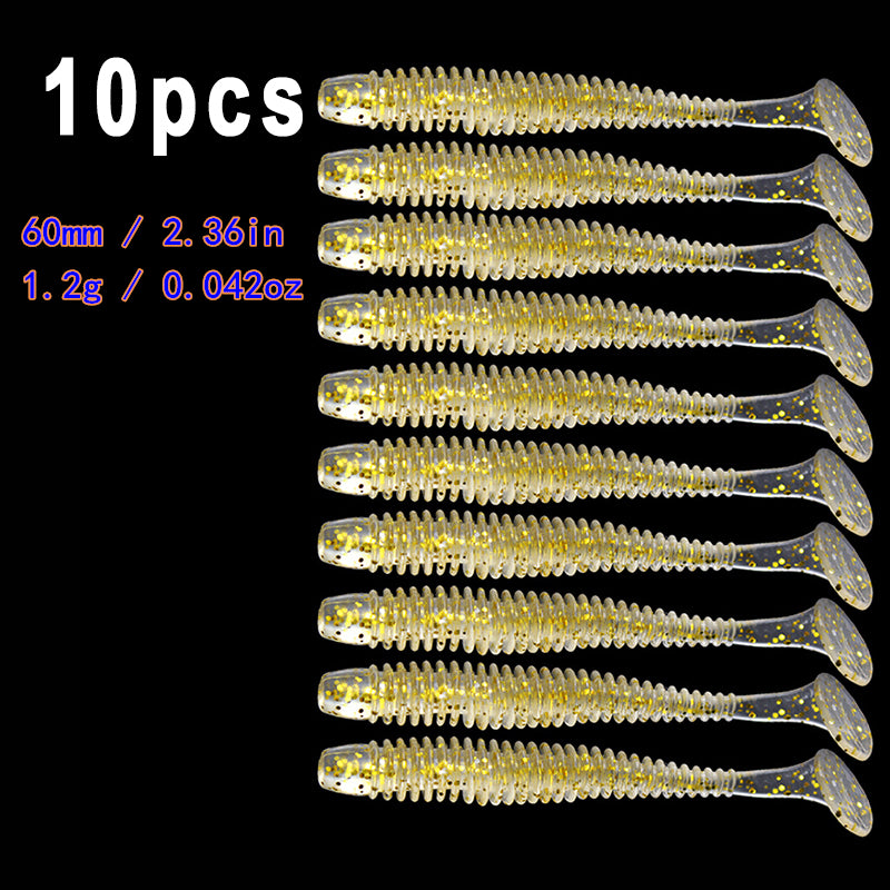 10pcs/Lot Soft Lures Silicone Worms Baits, Jigging Wobblers Fishing Lures, Artificial Swimbaits For Bass Carp Tackle, 5cm 6cm 7.5cm