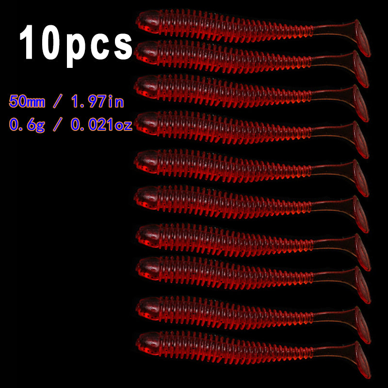 10pcs/Lot Soft Lures Silicone Worms Baits, Jigging Wobblers Fishing Lures, Artificial Swimbaits For Bass Carp Tackle, 5cm 6cm 7.5cm