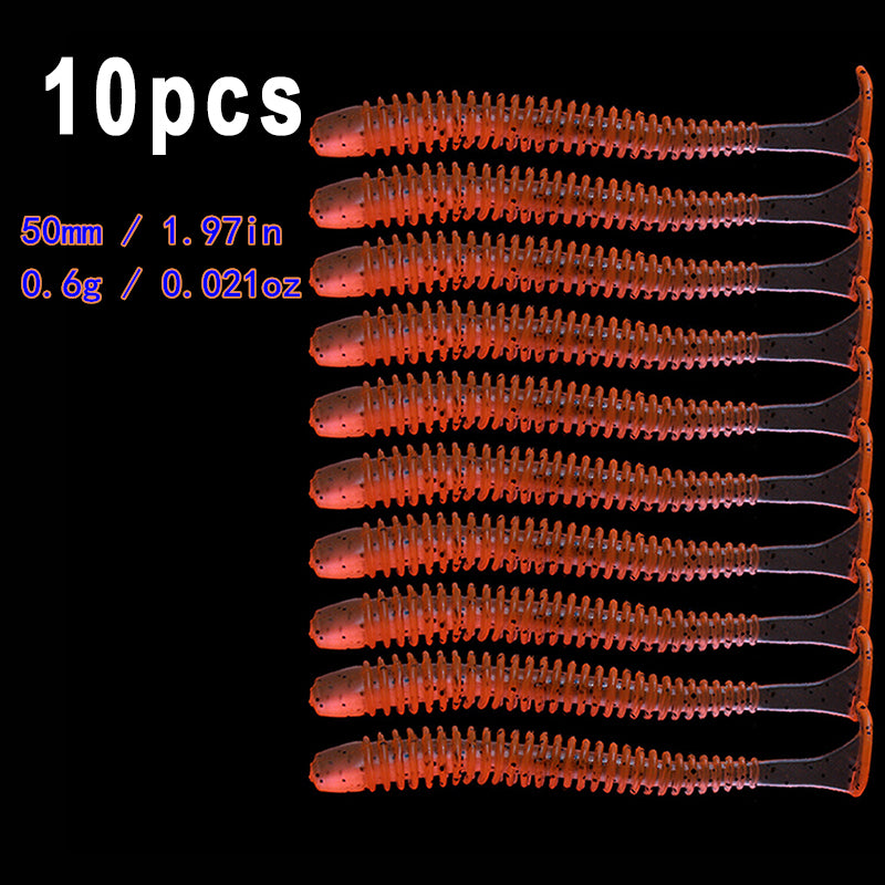 10pcs/Lot Soft Lures Silicone Worms Baits, Jigging Wobblers Fishing Lures, Artificial Swimbaits For Bass Carp Tackle, 5cm 6cm 7.5cm
