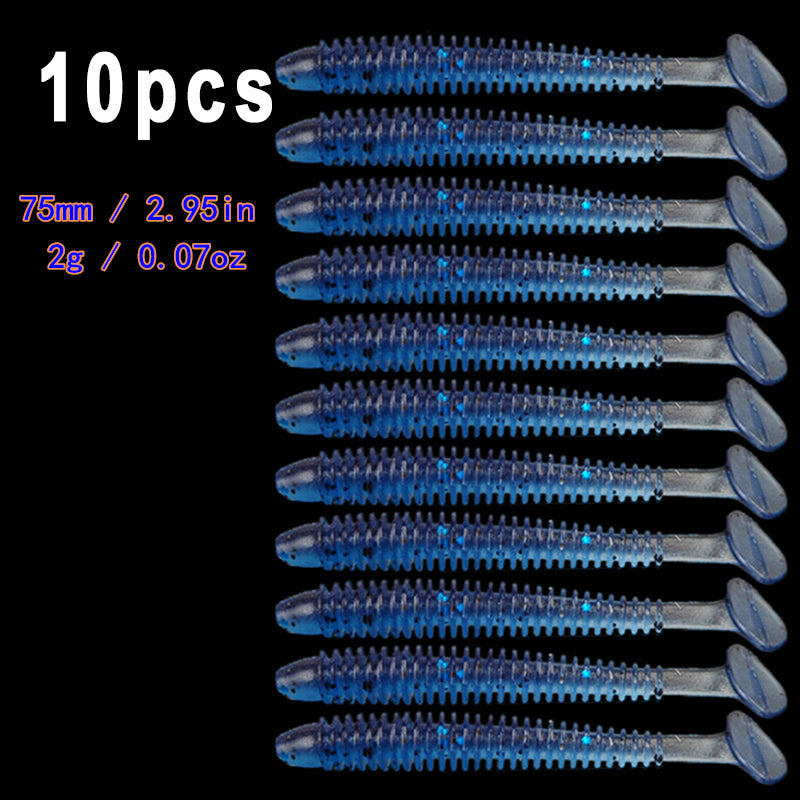 10pcs/Lot Soft Lures Silicone Worms Baits, Jigging Wobblers Fishing Lures, Artificial Swimbaits For Bass Carp Tackle, 5cm 6cm 7.5cm