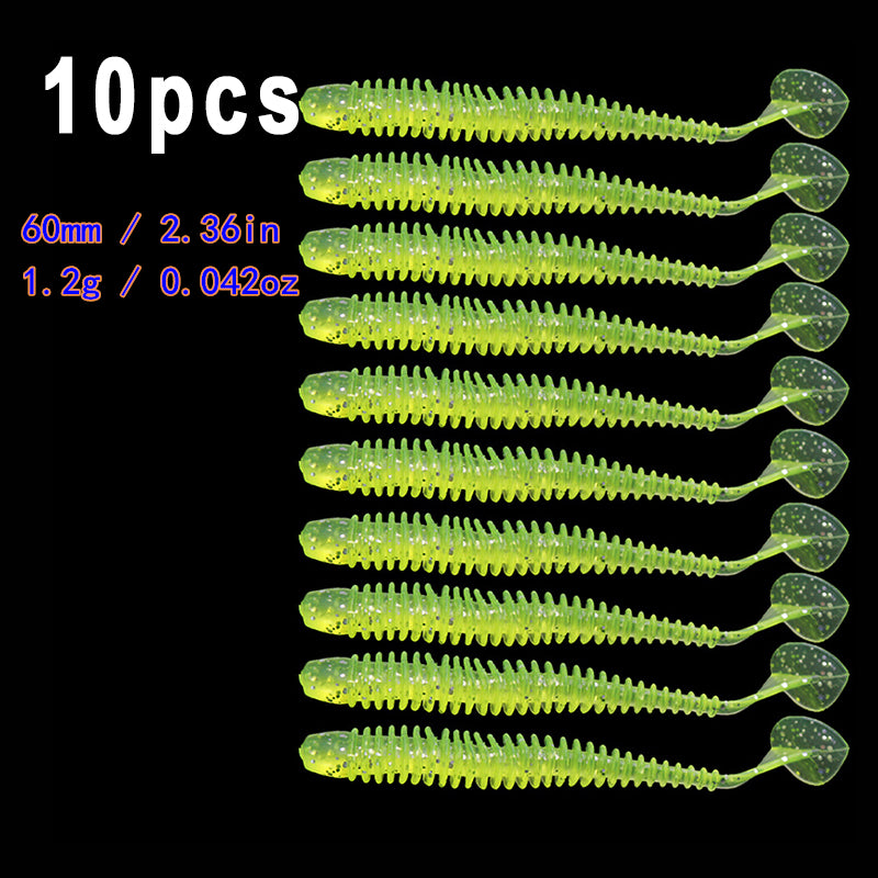 10pcs/Lot Soft Lures Silicone Worms Baits, Jigging Wobblers Fishing Lures, Artificial Swimbaits For Bass Carp Tackle, 5cm 6cm 7.5cm