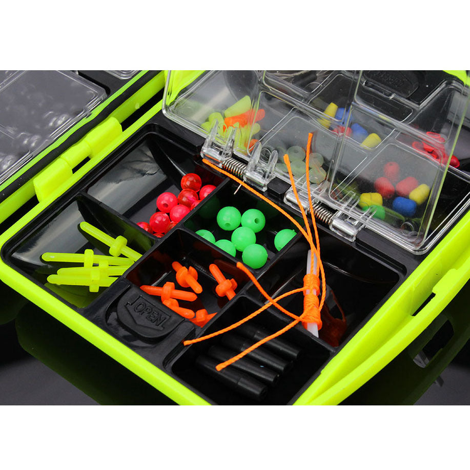 184pcs Double Layer Carp Fishing Tool Set - Bait Tackle Box, Surfcasting Lures, Swivel Jig, Lead Head Hooks & More!