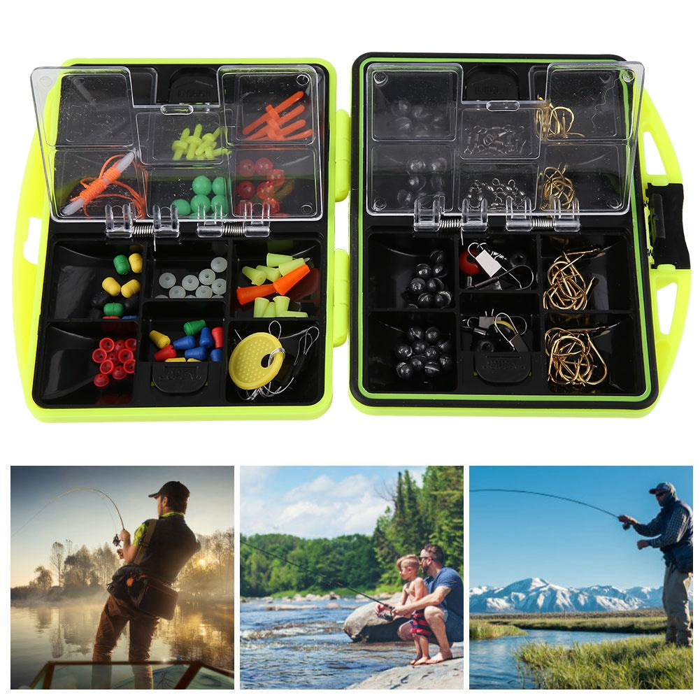 184pcs Double Layer Carp Fishing Tool Set - Bait Tackle Box, Surfcasting Lures, Swivel Jig, Lead Head Hooks & More!