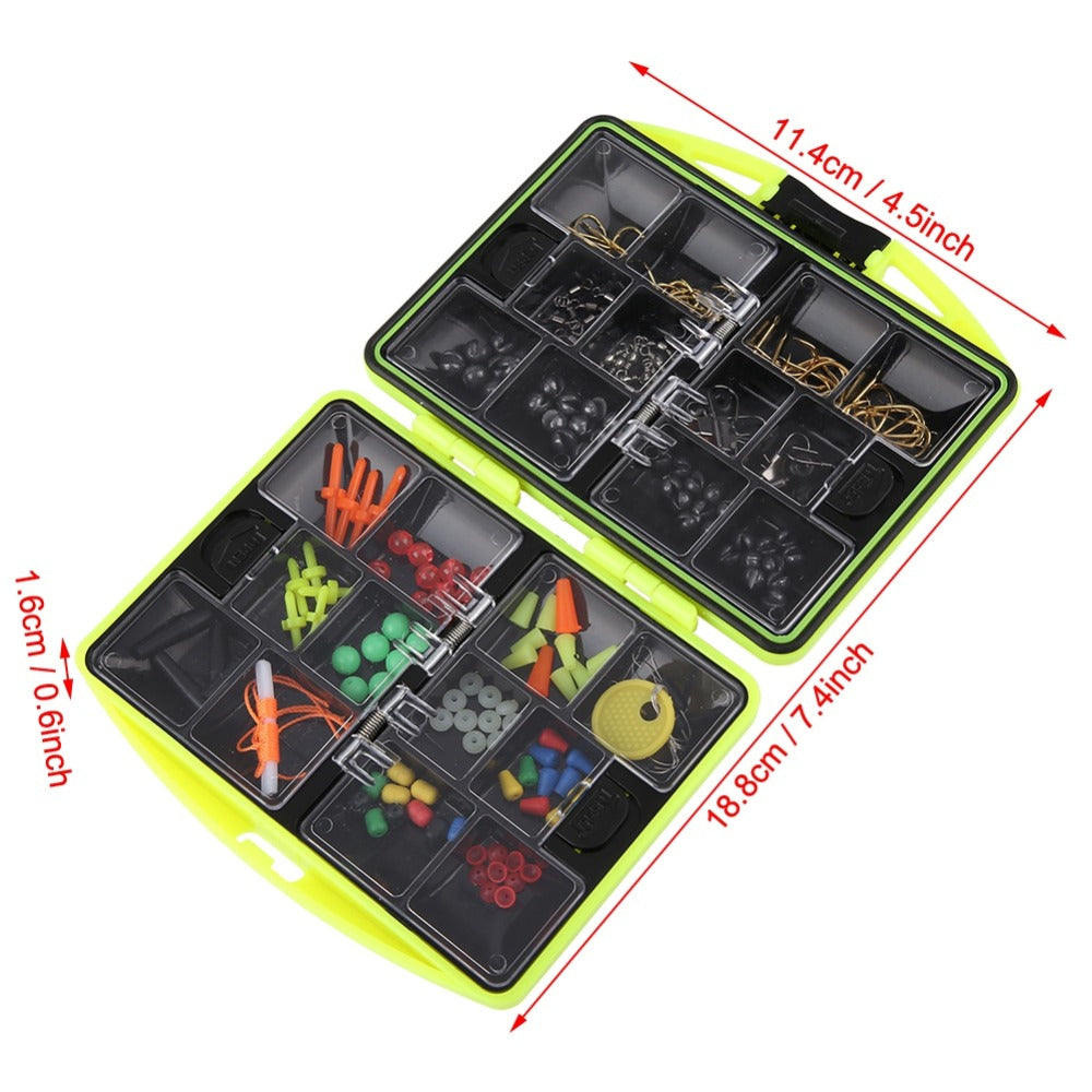 184pcs Double Layer Carp Fishing Tool Set - Bait Tackle Box, Surfcasting Lures, Swivel Jig, Lead Head Hooks & More!