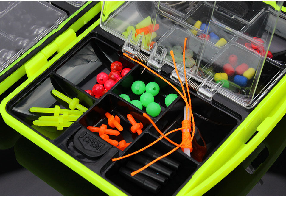 184pcs Double Layer Carp Fishing Tool Set - Bait Tackle Box, Surfcasting Lures, Swivel Jig, Lead Head Hooks & More!