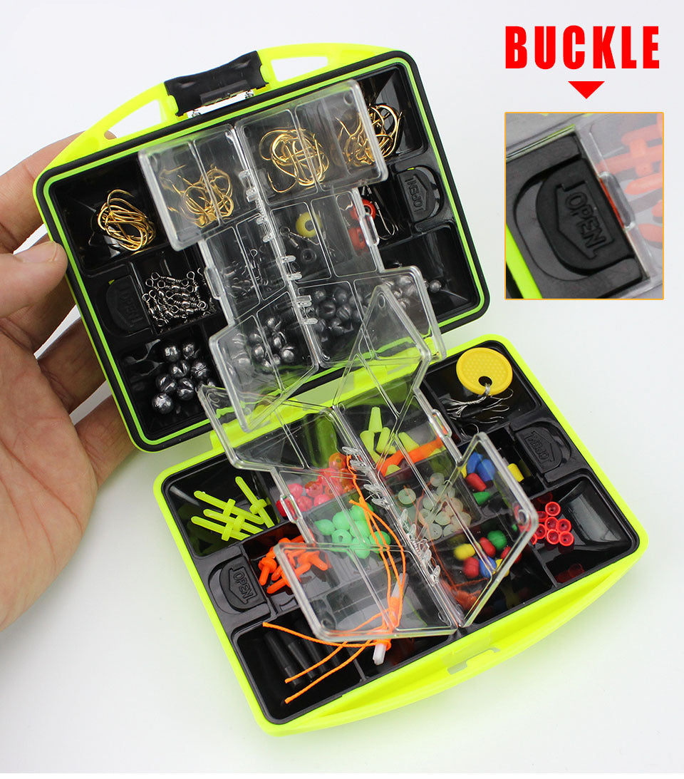 184pcs Double Layer Carp Fishing Tool Set - Bait Tackle Box, Surfcasting Lures, Swivel Jig, Lead Head Hooks & More!