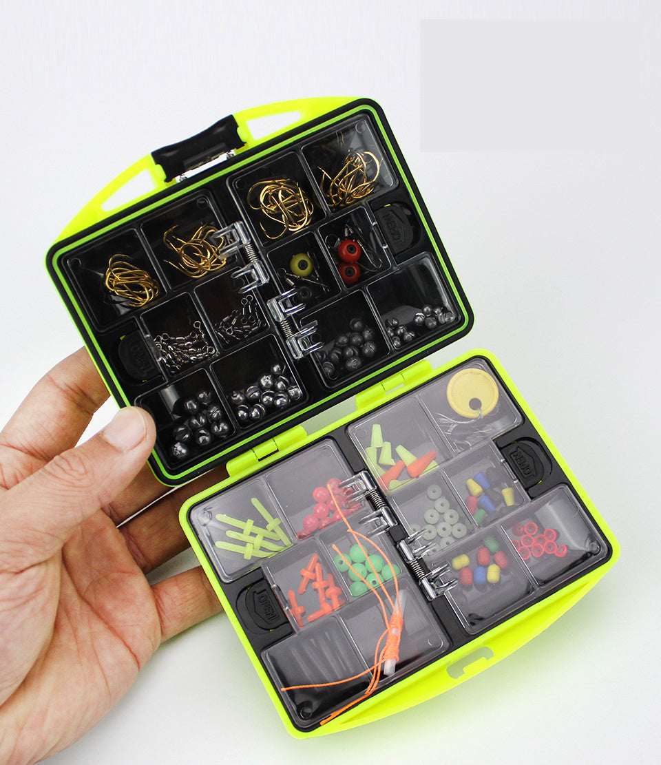 184pcs Double Layer Carp Fishing Tool Set - Bait Tackle Box, Surfcasting Lures, Swivel Jig, Lead Head Hooks & More!