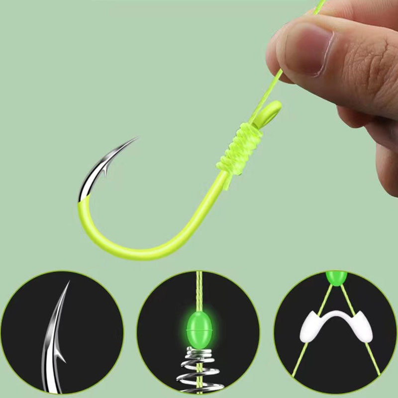 5pcs/set Premium Stainless Steel Double Hook Fishing Line with Barbed Carp Hooks and Bait Feeder Spring - Unleash Your Fishing Potential with Enhanced Catching Ability and Durability - Essential Accessories for Anglers