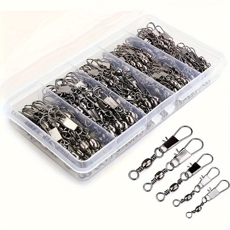 50/200pcs Durable Lure Connector, High Strength Swivel With Interlock Snap, Fishing Accessories