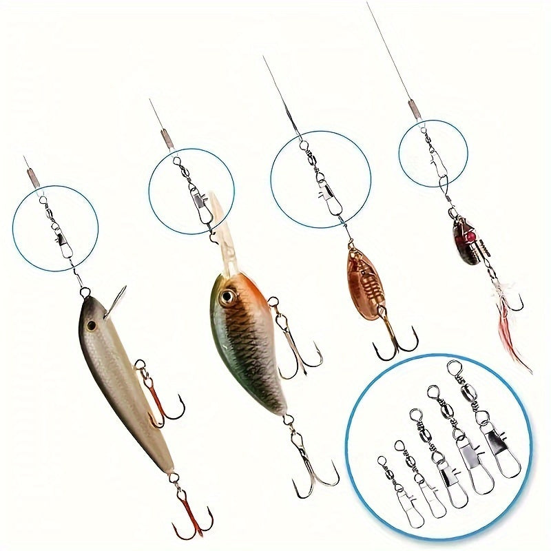 50/200pcs Durable Lure Connector, High Strength Swivel With Interlock Snap, Fishing Accessories