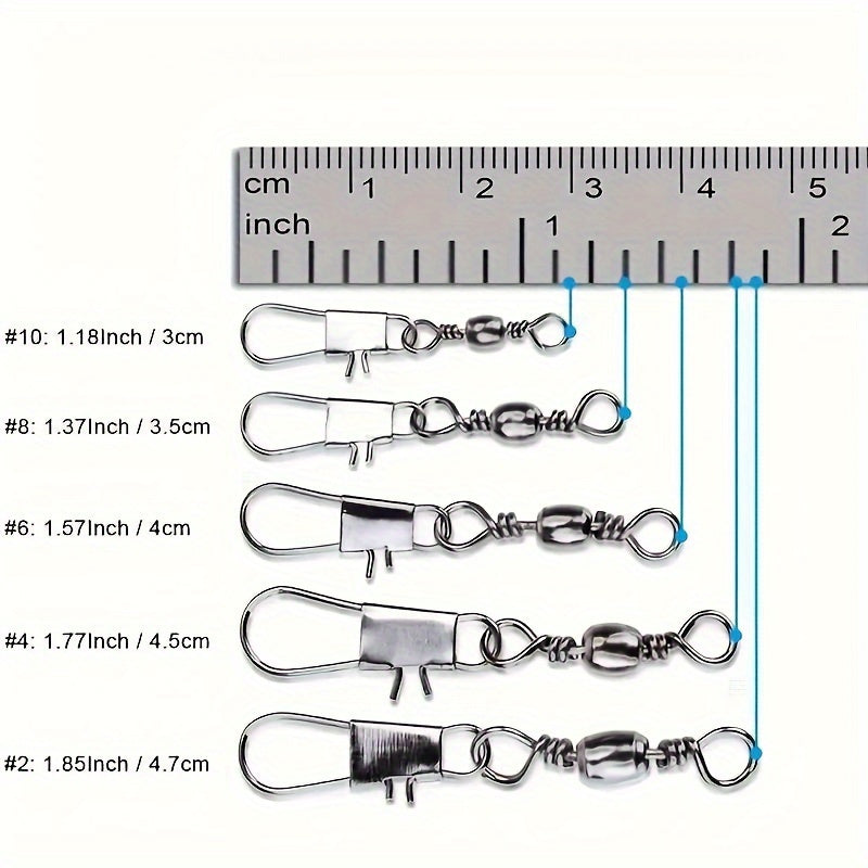 50/200pcs Durable Lure Connector, High Strength Swivel With Interlock Snap, Fishing Accessories