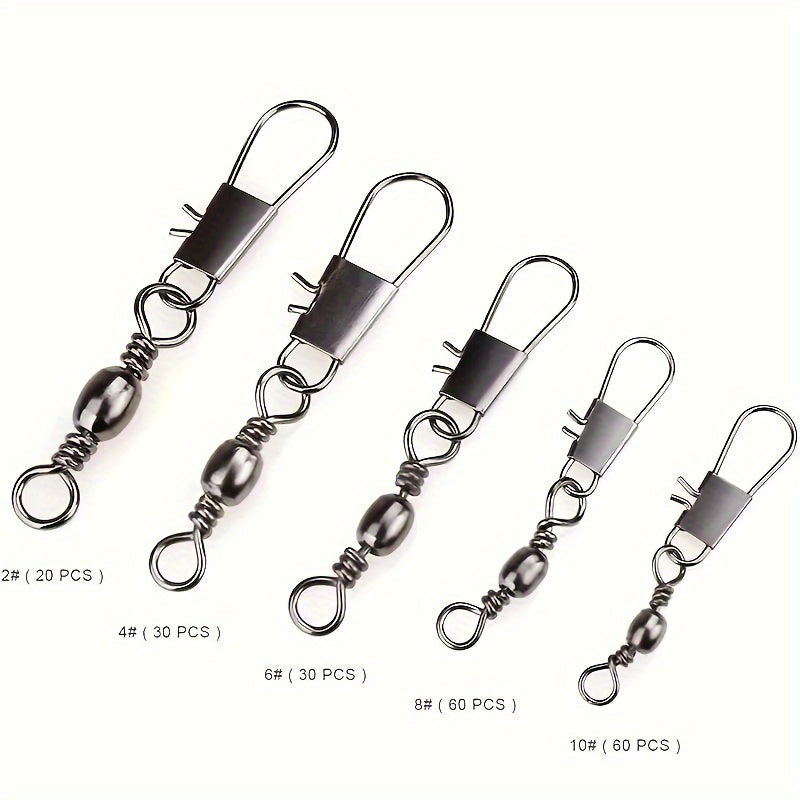 50/200pcs Durable Lure Connector, High Strength Swivel With Interlock Snap, Fishing Accessories