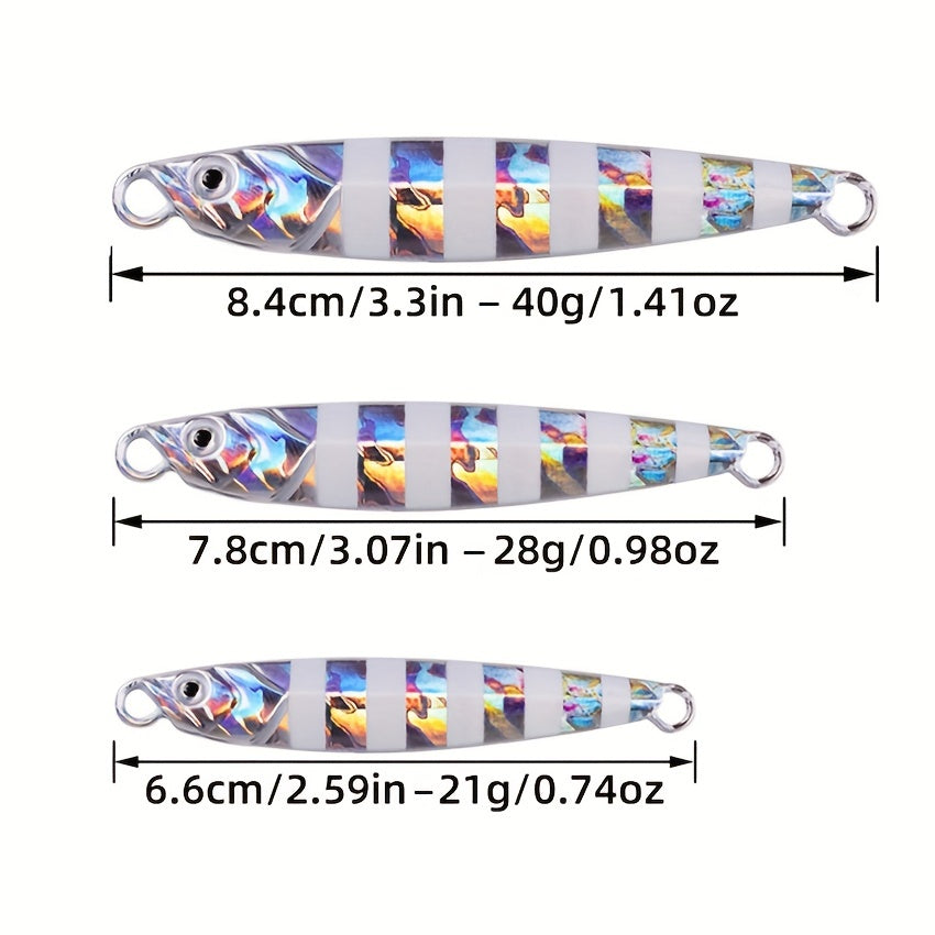 10pcs Premium Metal Casting Jig Lure - Realistic Slow-Shaking Action, Perfect For Saltwater Fishing - Available In 21g, 28g, And 40g Sizes