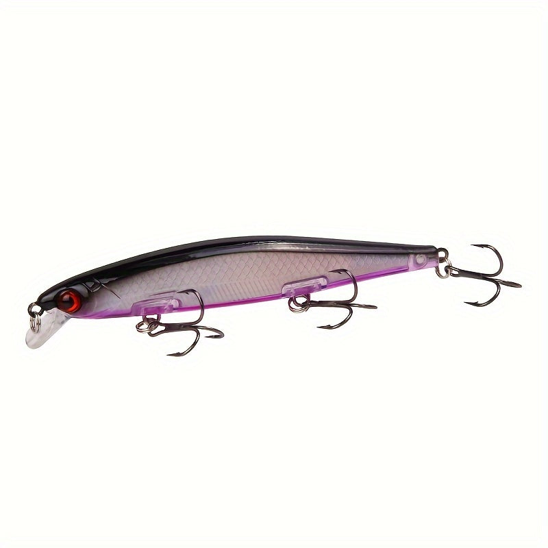 1pc 11cm/13g I-Swimbait Yokwenziwa Kokudoba, I-Minnow Bait Ecwilayo, I-Plastic Lure Enamahhuku Amathathu Ama-Treble E-Bass Pike Carp, I-Fishing Tackle