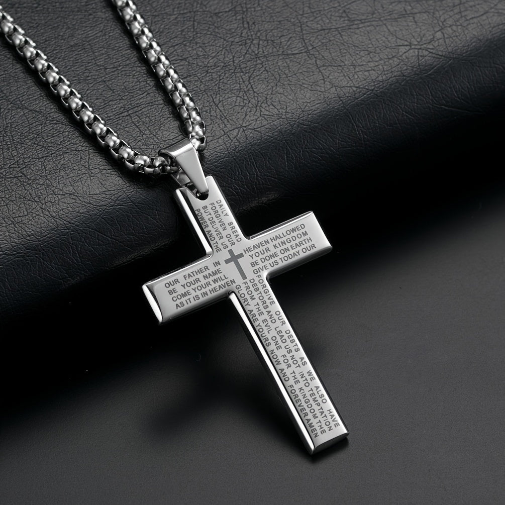 1pc Trendy Cross Pendant Necklace - Men's Fashion Necklaces for Father's Day Gift, Stylish Accessories for Him, Ideal Present for Dad, Husband, Boyfriend