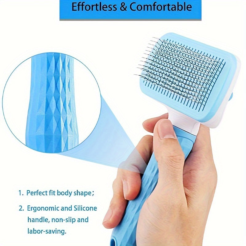 Heavy-Duty Pet Grooming Comb & Deshedding Brush – One-Click Hair Release, Dual Grip Tool for Dogs & Cats – Removes Loose Fur, Reduces Shedding, Prevents Matting, Promotes Healthy Coat – Perfect for Long-Haired Breeds
