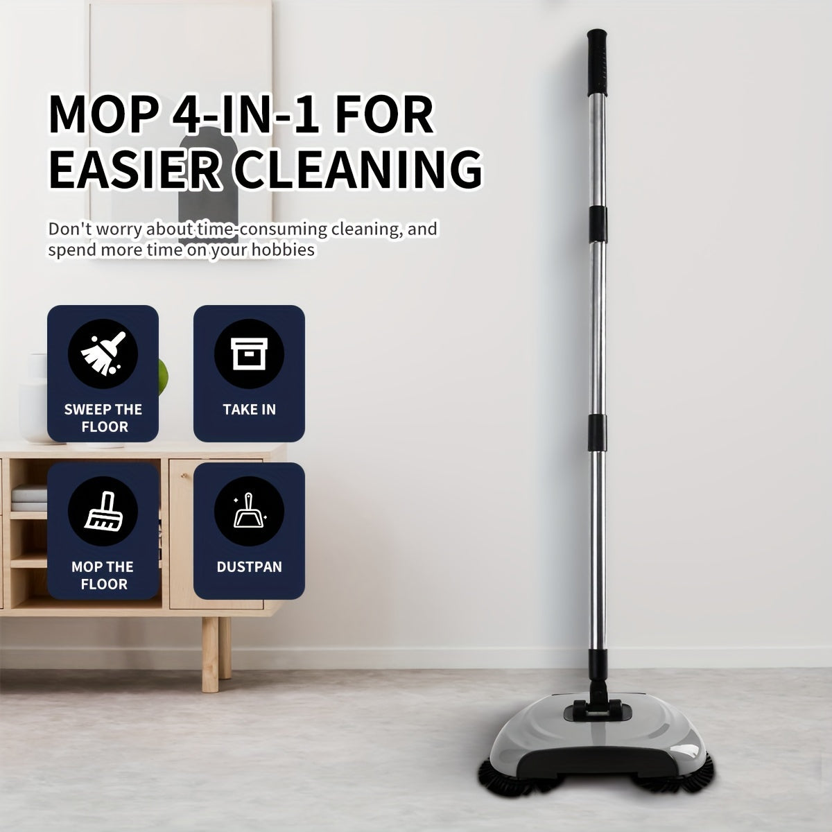 1set, 3-in-1 Multifunctional Hand Push Sweeper, Vacuum Cleaner, Hand Push Sweeping And Moping Machine, To Remove Garbage, Pet Hair And Dust, Dry And Wet Use, Suitable For Hardwood Ceramic Tiles, Cleaning Supplies