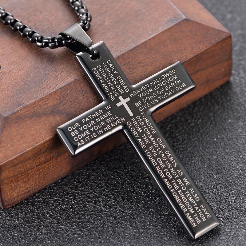1pc Trendy Cross Pendant Necklace - Men's Fashion Necklaces for Father's Day Gift, Stylish Accessories for Him, Ideal Present for Dad, Husband, Boyfriend