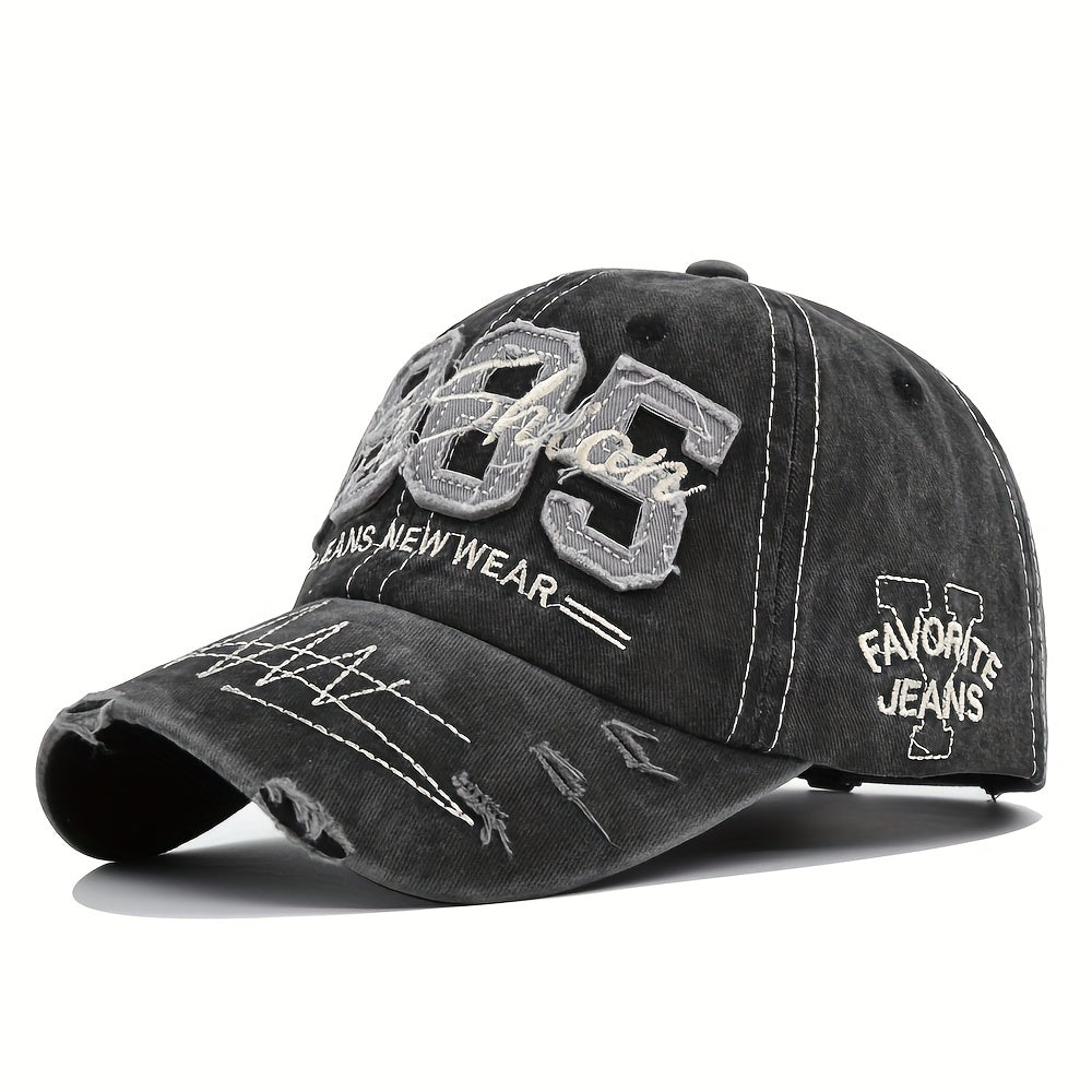 1985 Embroidery Ripped Baseball Cap Washed Distressed Patch Adjustable Dad Hat Vintage Lightweight Sports Hat