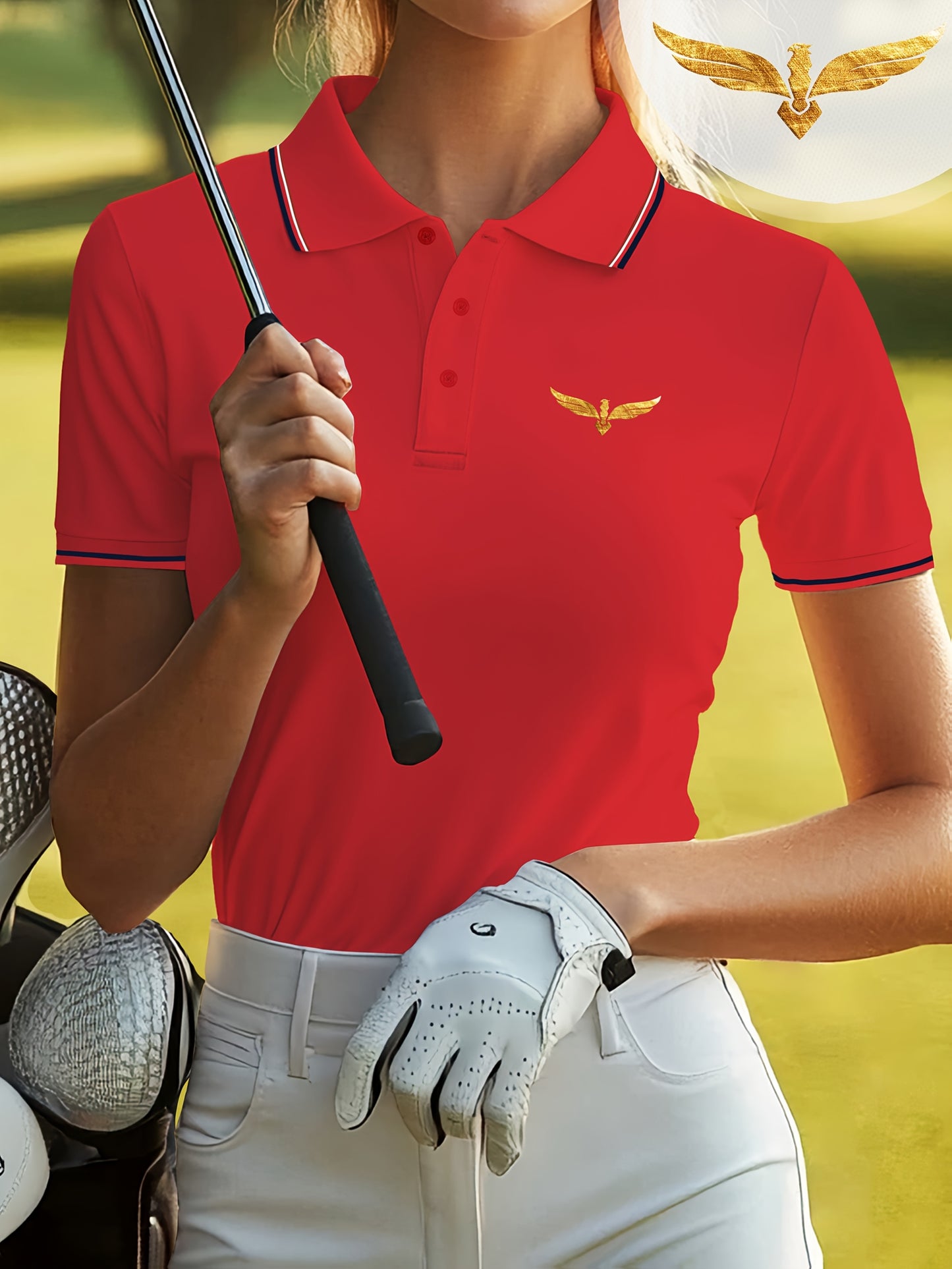 Women'S Black Polo Shirt with Logo - Casual Short Sleeve Golf Top, Summer Style, No Belt, Conventional Fit, Golf Apparel | Casual Golf Top | Stretchable Fabric