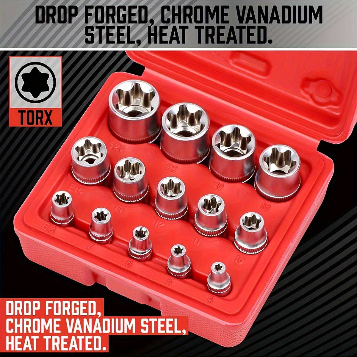 14pcs Hexagon Flower Key Star Type Socket Combination Auto Repair Tool Torx Type Socket