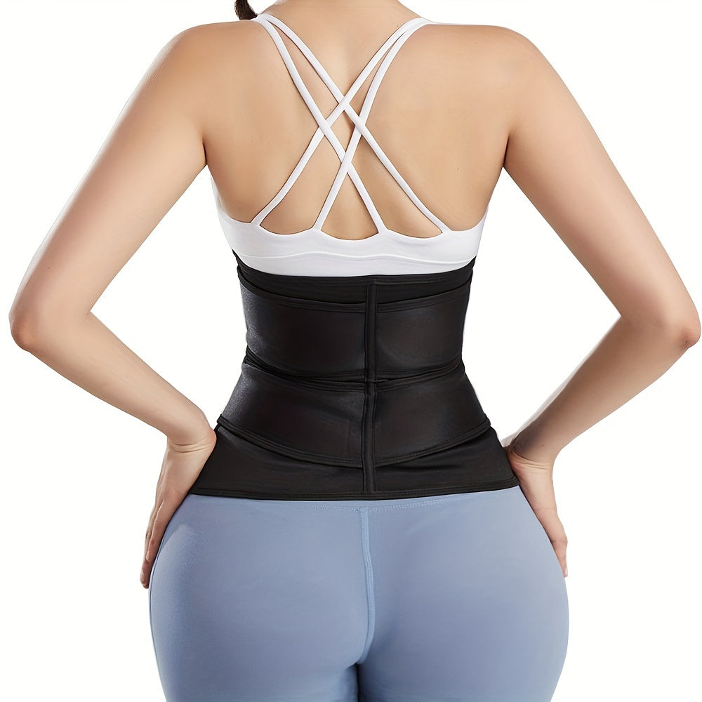 1pc Double Belt Zipper Waist Trainer with Hook & Loop Fastener Compression Cincher, Women's Underwear & Shapewear