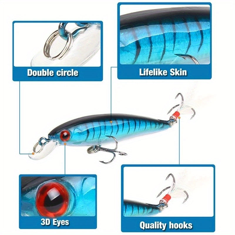 1pc Realistic 3D Bionic Minnow Fishing Lure - Lifelike Laser Eyes, Soft Feather Teaser, and Sharp Treble Hook for Aggressive Strikes - 90mm, 7g Artificial Hard Bait for Outdoor Freshwater and Saltwater Fishing Adventures