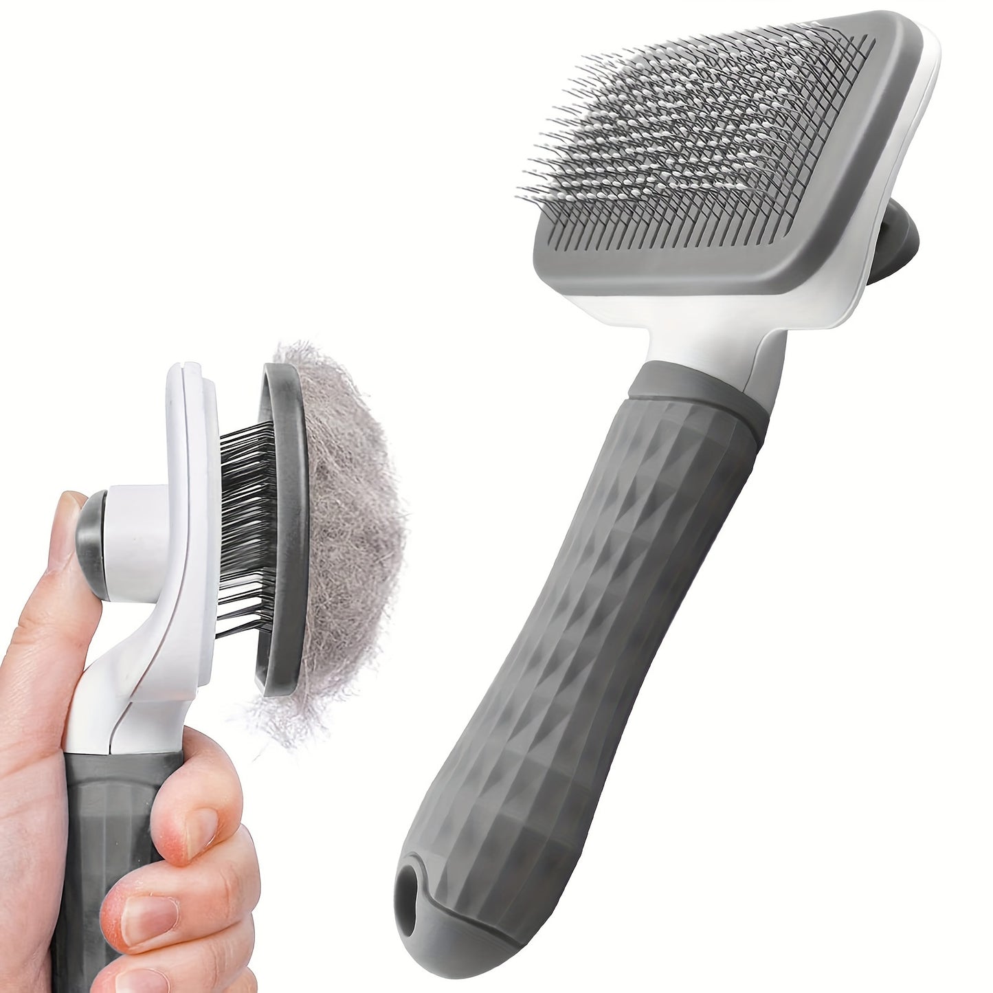 Heavy-Duty Pet Grooming Comb & Deshedding Brush – One-Click Hair Release, Dual Grip Tool for Dogs & Cats – Removes Loose Fur, Reduces Shedding, Prevents Matting, Promotes Healthy Coat – Perfect for Long-Haired Breeds