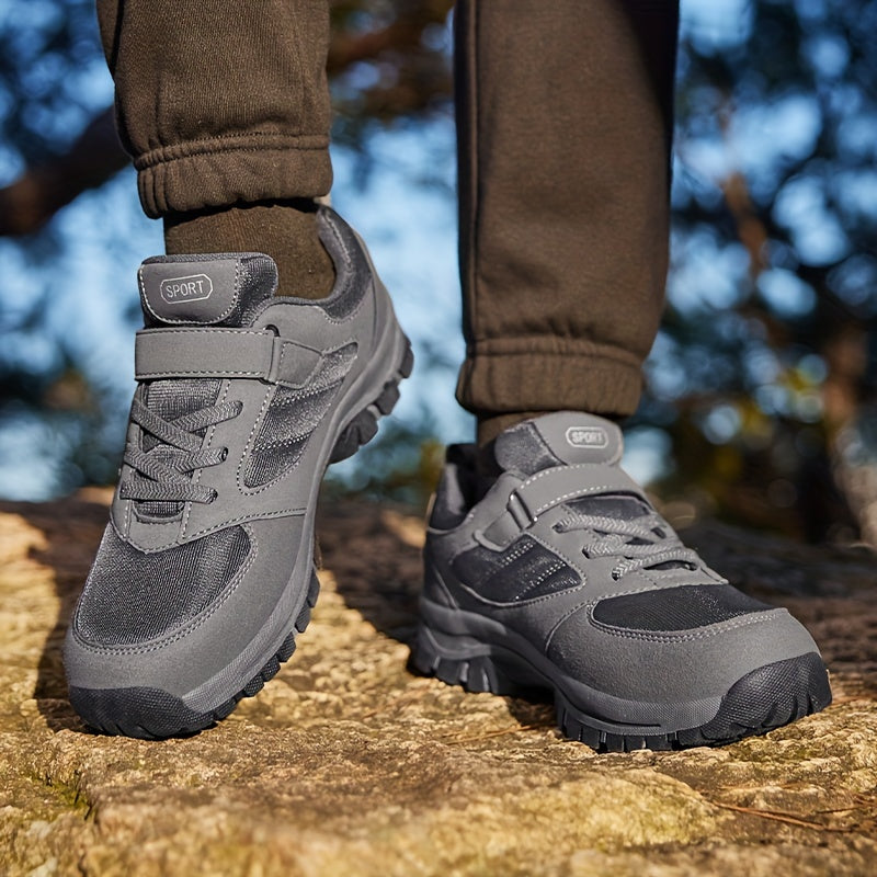 Men's Breathable Casual Shoes - Comfy, Soft Sole Sneakers with Hook and Loop Fastener for Outdoor Jogging