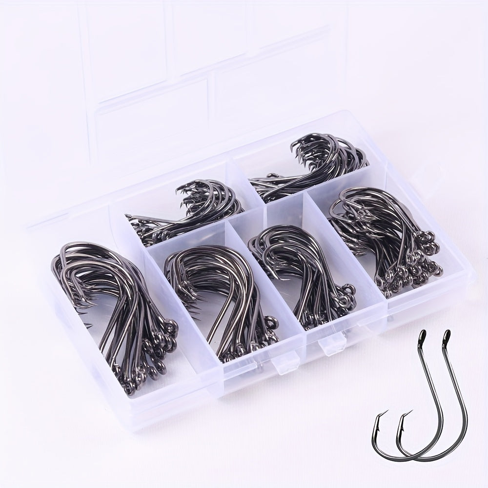 50/150pcs Premium Octopus Circle Barbed Hooks - High-Quality Offset Fishing Hooks for Catfish, Freshwater Fishing Tackle - Durable, Corrosion-Resistant, and Sharp Hooks in Various Sizes (1/0, 2/0, 3/0, 4/0, 5/0, 6/0)