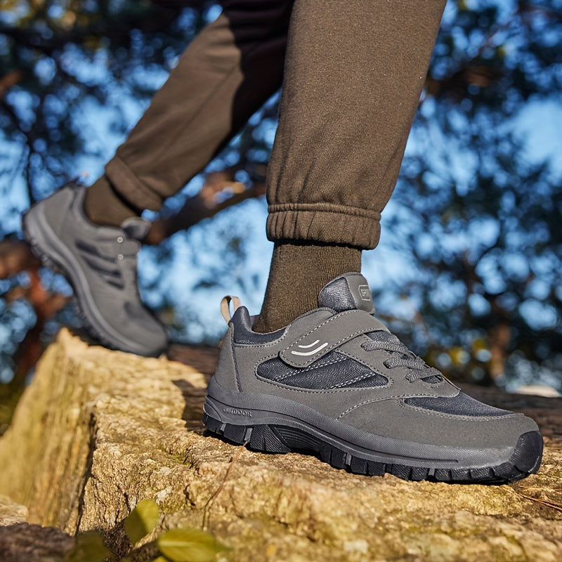 Men's Breathable Casual Shoes - Comfy, Soft Sole Sneakers with Hook and Loop Fastener for Outdoor Jogging